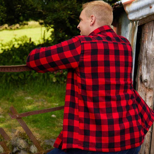 LV-FLFS-LV9 Irish Flannel Fleece Lined Grandfather Shirt in Buffalo Tartan Back Side View ShamrockGift.com
