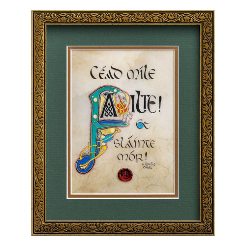CC4109GGR Cead Mile Failte IrishCWallCPrint framed SHAMROCKGIFT.COM