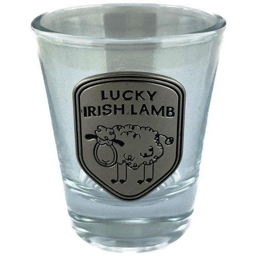 JCW-38803 Ireland Shot Glasses with Pewter Detail Set of 3 Irish Lamb ShamrockGift.com