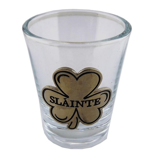 JCW-38803 Ireland Shot Glasses with Pewter Detail Set of 3 Slainte ShamrockGift.com