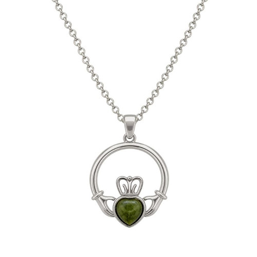 JCW-18201 Silver-Plated Connemara Irish Claddagh Pendant Studio ShamrockGift.com