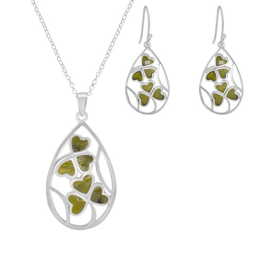 JCW-7025-P Drop-Shaped Shamrock Design Connemara Jewelry Studio ShamrockGift.com