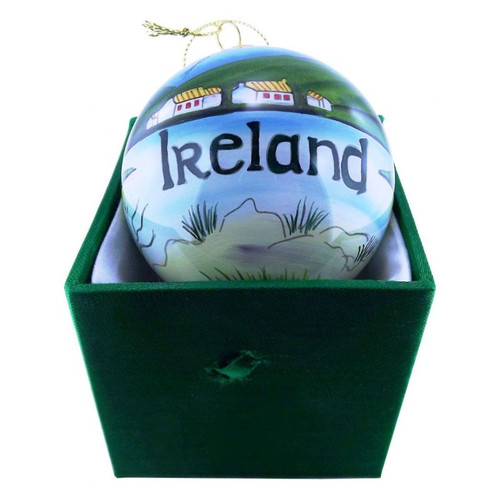 JCW-44201 Hand-Painted Glass Ireland Scenes Bauble Irish Coastal Scene ShamrockGift.com