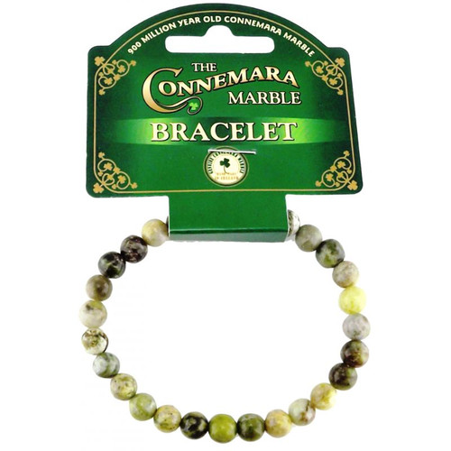 JCW-45613 Authentic Green Connemara Marble Stretch Bracelet Round  Beads  ShamrockGift.com