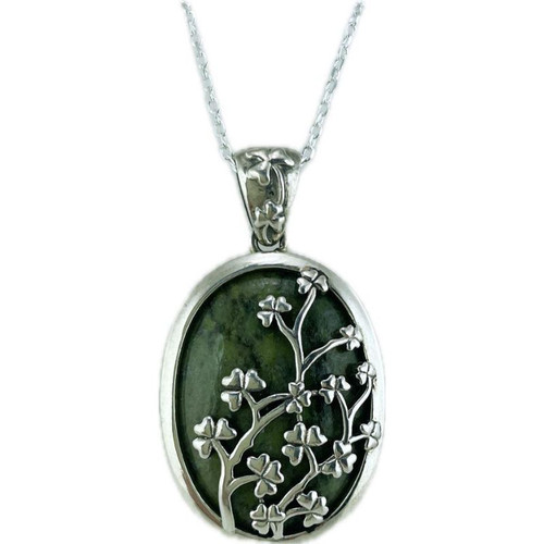 JCW-70161 Sterling Silver Connemara Marble Shamrock Pendant Studio  ShamrockGift.com