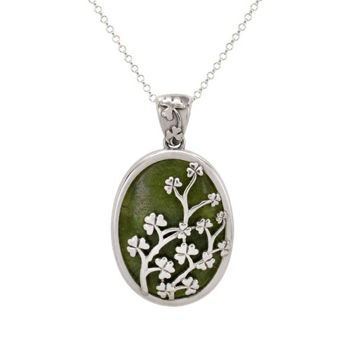 JCW-70161 Sterling Silver Connemara Marble Shamrock Pendant Studio  ShamrockGift.com