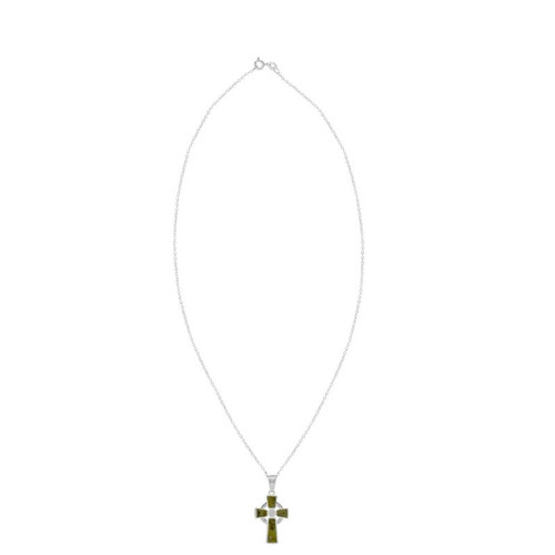 JCW-61601 Sterling Silver Connemara Marble Celtic Cross PendantShamrockGift.com