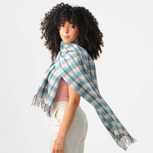 ISL-SCARF-CBLTT Lambswool Fringed Islander Tartan Scarf Islander Color Lifestyle  ShamrockGift.com