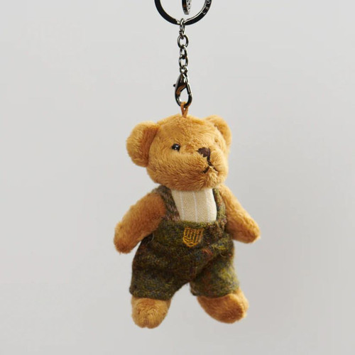 ISL-BEARKEY-YELTT Small Scottish Harris Tweed Teddy Bear KeyringShamrockGift.com
