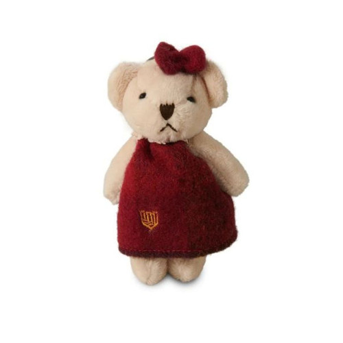 ISL-BEARKEY-FUSTT Small Scottish Harris Tweed Teddy Bear Keyring Fuchsia Tartan  ShamrockGift.com