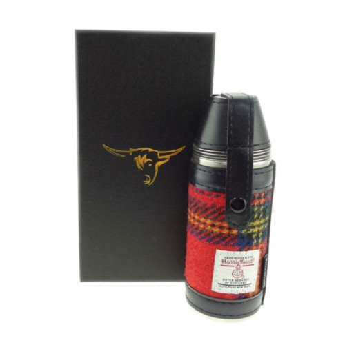 GA-HF3500-COL024 Glen Appin Harris Tweed Hunting Flask Gift Set  Royal Stewart ShamrockGift.com