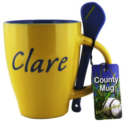 JCW-25724 Ireland County Design Coffee Mug with Spoon Yellow ShamrockGift.com