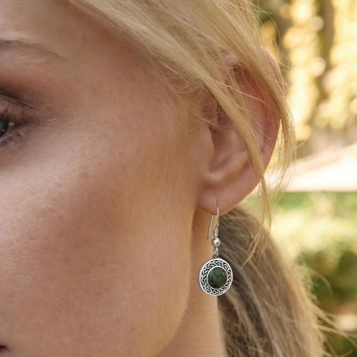 Sterling Silver Marble Celtic Drop Earrings ShamrockGift.com