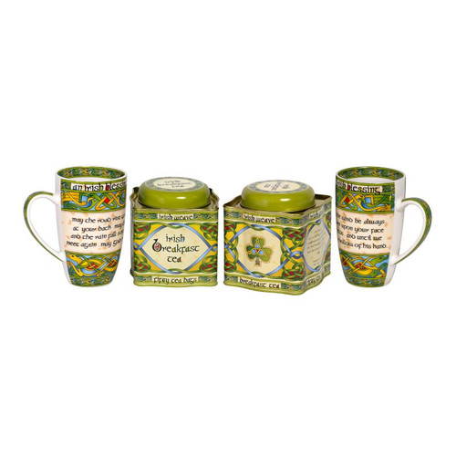 HI-Set-409 Set of 2 Irish Blessing Mugs 2 Packs of Tea Shamrockgift . com