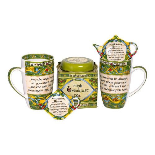 HI-Set-408 Set of 2 Irish Blessing Mugs 2 Teabag Holders and Tea Shamrockgift . com