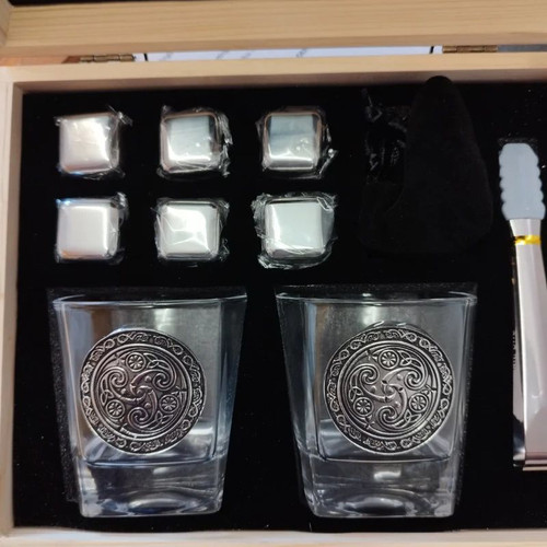 P377Triskel-Celtic Whisky Set with Pewter Triskelion ShamrockGift.jpg