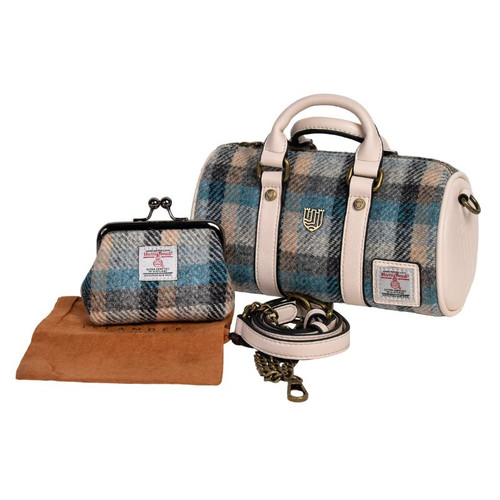 HI-Set-653 Handwoven Harris Tweed Duffel Bag and Coin Purse Islander Tartan set  ShamrockGift