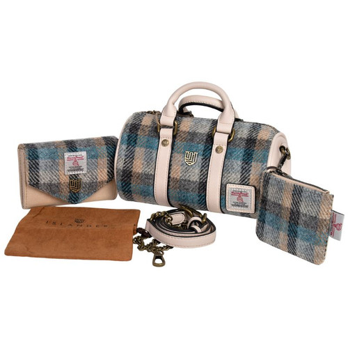 HI-Set-653 Handwoven Harris Tweed Duffel Bag Gift Set - Islander Tartan set of 2 ShamrockGift