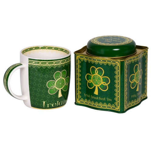 HI-Set-413 Shamrock Themed Irish Mug Tea Gift Set of 2 ShamrockGift.com