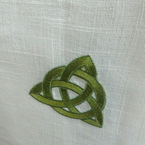 LLK-3636 Linen Look Golden Trinity Knot Embroidery Tablecloth ShamrockGift.com