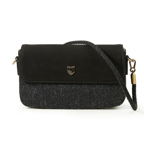 ISL-8356BEIDTL00 Black Color Harris Tweed & Genuine Leather Clutch Bag ShamrockGift.com