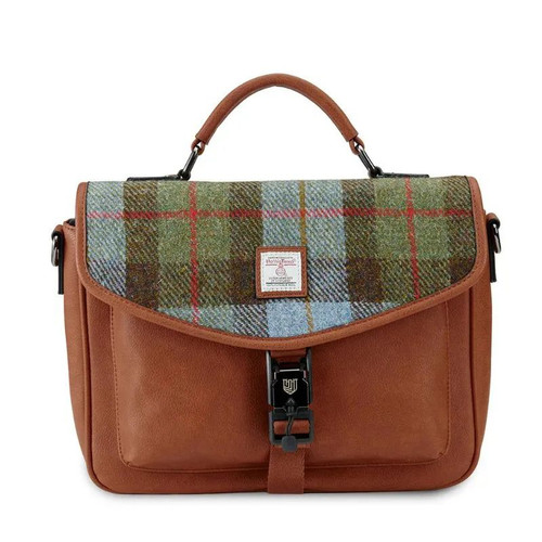 SL-8537CBLTTL00-Chesnut Blue Handcrafted Harris Tweed Mini Laptop Handbag ShamrockGift.com