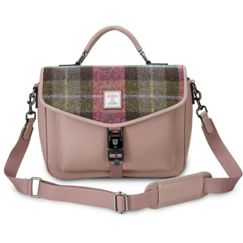 ISL-8537PNKGRNTTL00-Pink Green Handcrafted Harris Tweed Mini Laptop Handbag ShamrockGift.com