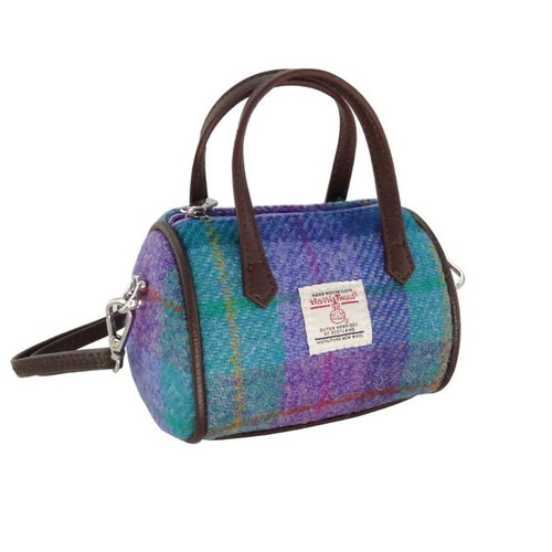 GA-LB1233-COL079-Green & Purple Mini Harris Tweed Bowling Bag ShamrockGift.com