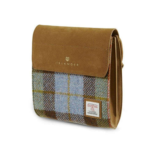 ISL-8722CBLTTL00-Chesnut Blue Color Harris Tweed Genuine Leather Eilidh Shoulder Bag Side ShamrockGift.com