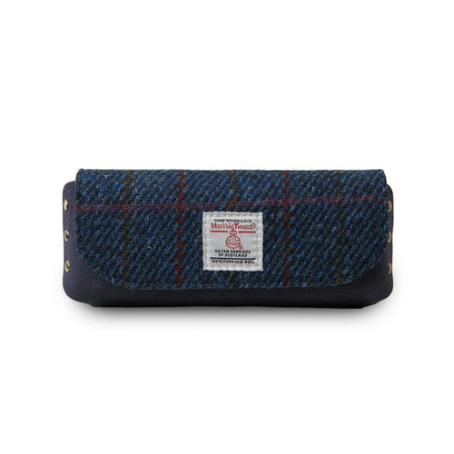 ISL-9600NAVOCL00-Navy Harris Tweed & Leather Glasses Case ShamrockGift.com