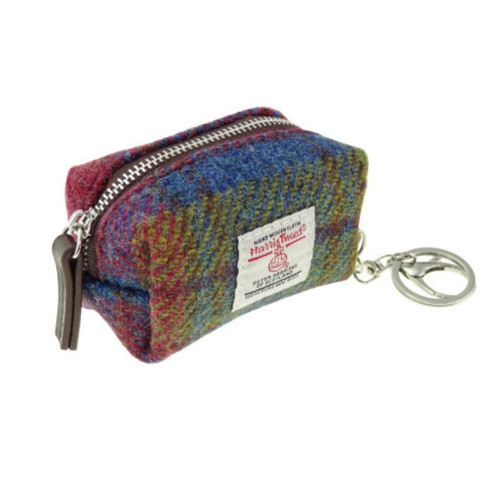 GA-LB2049-COL046-Multi Colour Handcrafted Harris Tweed Mini Fara Bag with Keychain ShamrockGift.com