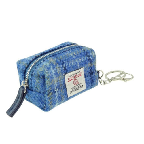 GA-LB2049-COL129-Light Blue Handcrafted Harris Tweed Mini Fara Bag with Keychain ShamrockGift.com
