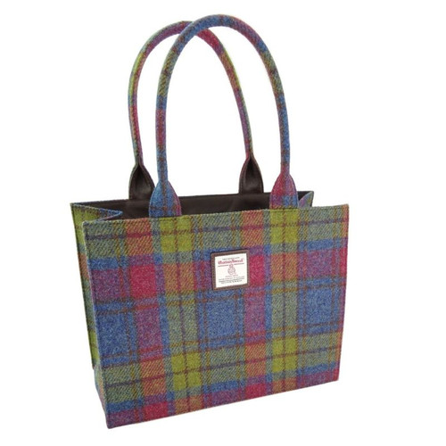 GA-LB1048-COL046-Multi color Handcrafted Harris Tweed Glencoe Tote Bag ShamrockGift.com