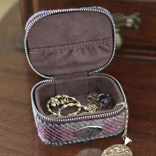 GA-LB2052 Tartan Design Mini Harris Tweed Jewellry Box ShamrockGift.com