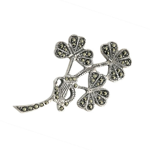 Solvar Sterling Silver Shamrock Brooch ShamrockGift.com