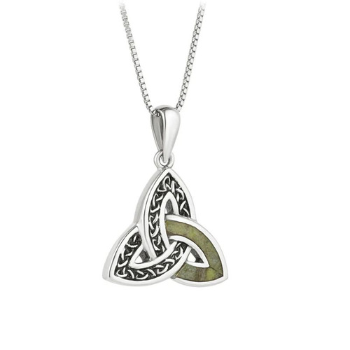 Irish Trinity Connemara Marble Jewelry Pendant Studio ShamrockGift.com