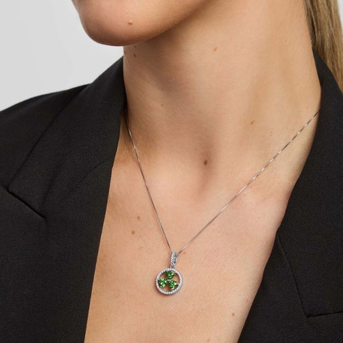 S46481 Emerald Green Irish Shamrock Pendant Lifestyle ShamrockGift.com