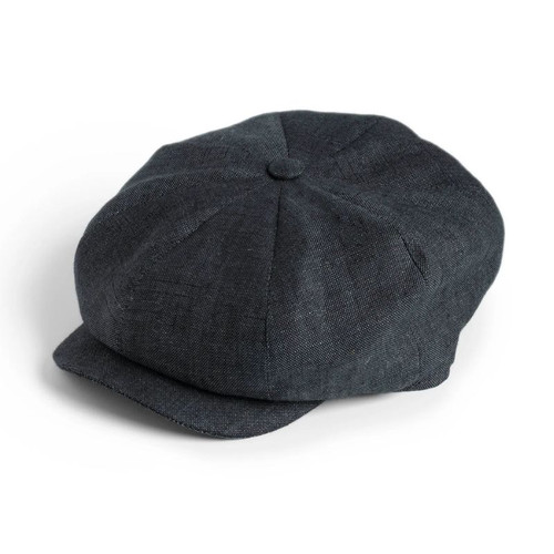 JPL-1828-Charcoal Hanna Hats Men's Linen Newsboy Cap ShamrockGift.com