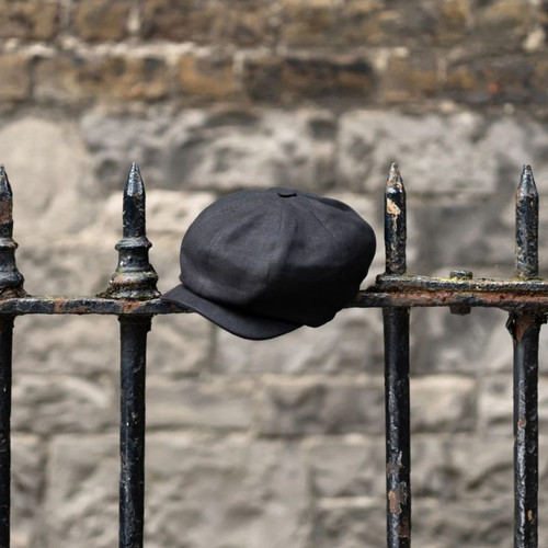 JPL-NVY-Navy Hanna Hats Men's Linen Newsboy Cap Charcoal ShamrockGift.com