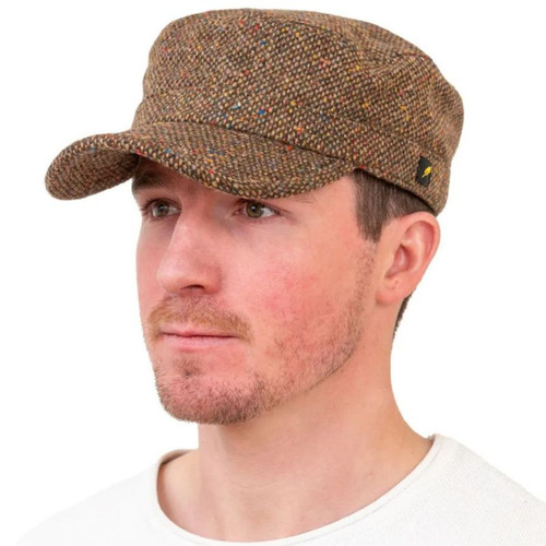  HOF-CADETKY-Brown-Ref-412E Kerry Tweed Salt & Pepper Irish Flat Cap ShamrockGift