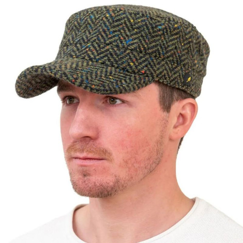 HOF-CADETKY-Green-Ref-44A- Kerry Tweed Salt & Pepper Irish Flat Cap ShamrockGift
