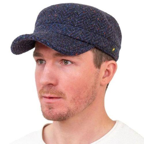 HOF-CADETKY-Navy-Ref-CH612-01 Kerry Tweed Salt & Pepper Irish Flat Cap ShamrockGift