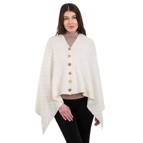 Luxurious Aran Knit Lambswool Poncho