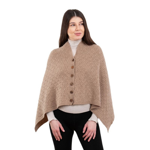 Luxurious Aran Knit Lambswool Poncho