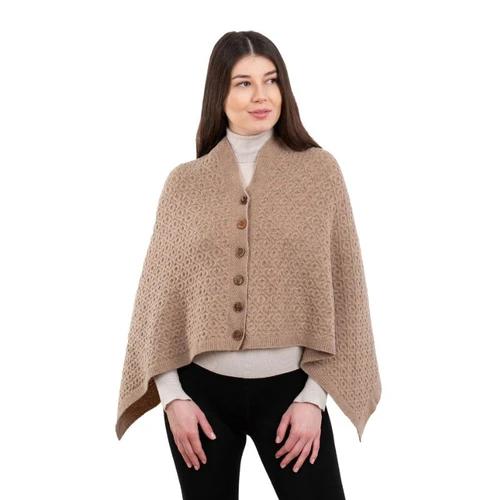 Luxurious Aran Knit Lambswool Poncho