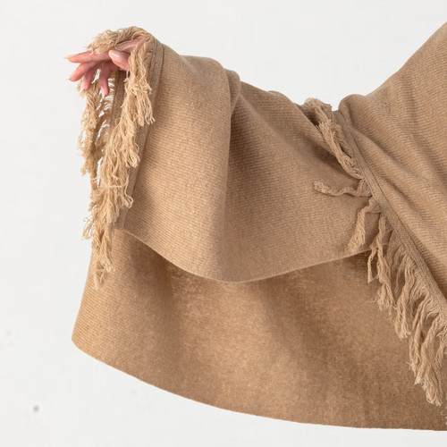 LLS216 Irish Lambswool Monochrome Scarf with Fringes Camel ShamrockGift.com