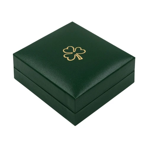Connemara Marble Shamrock & Irish Harp Silver Pendant Box ShamrockGift.com