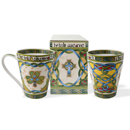Royal Tara Shamrock Mug - Irish Weave CL-73-2 set of 2 ShamrockGift.com