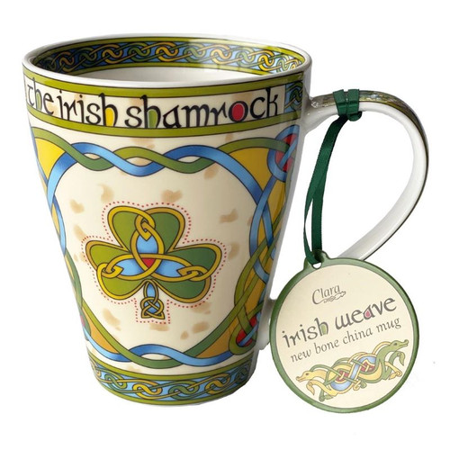 Royal Tara Shamrock Mug - Irish Weave CL-73-2 label ShamrockGift.com