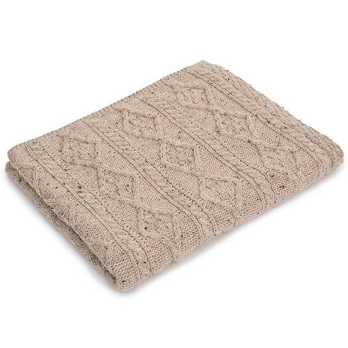 SAOL Irish Cable Wool Throw SA189 Brown ShamrockGift.com